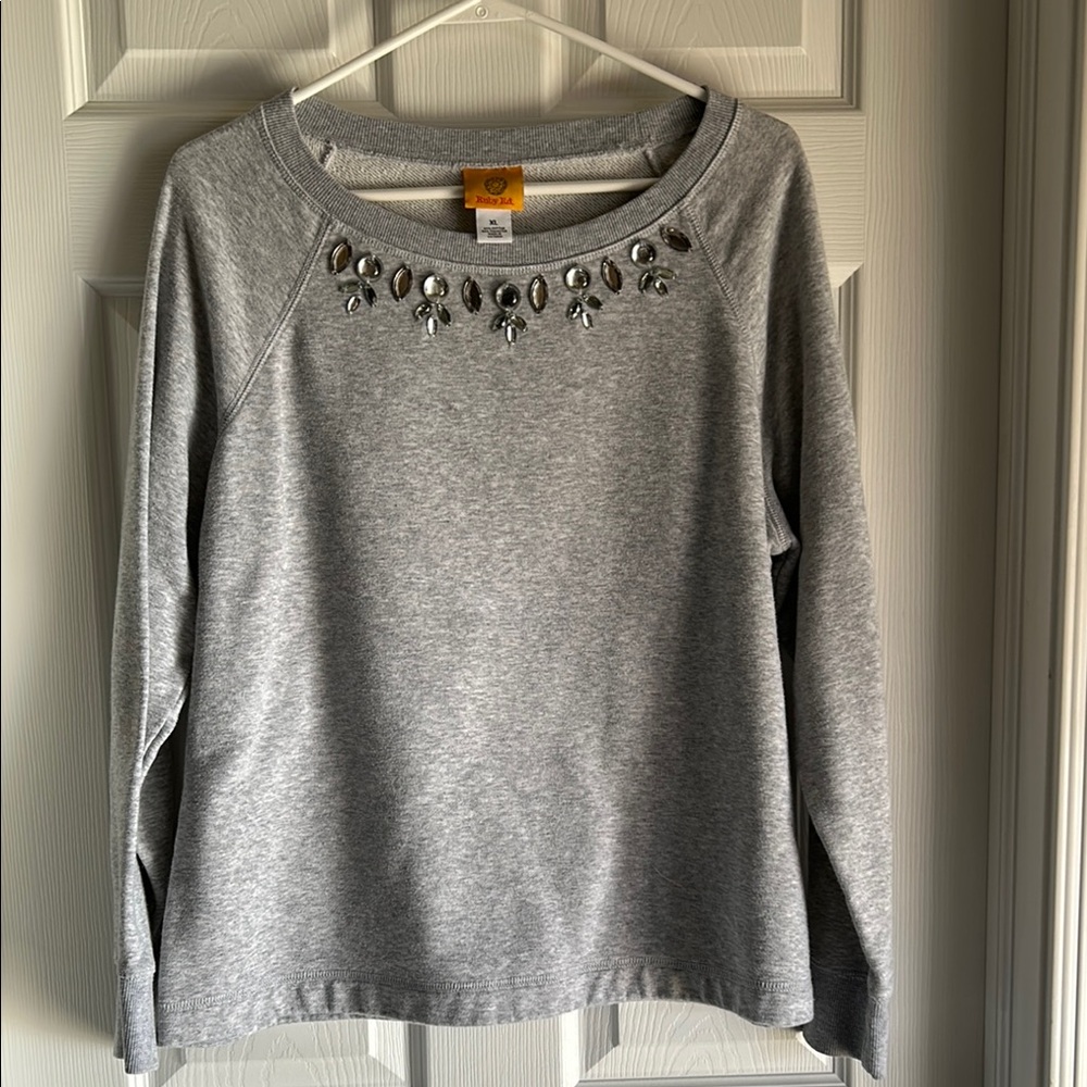 Gray Embellished Sweatshirt